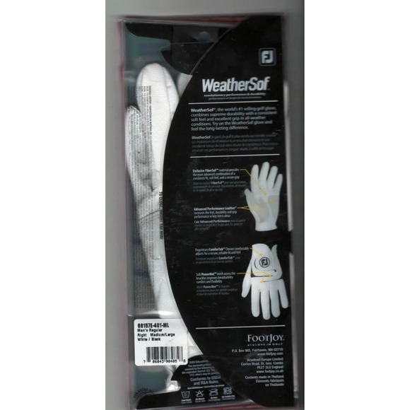 FootJoy Weathersof Golf Glove Men's Right Med LG * All Weather, 2 Gloves H161 - Picture 2 of 2